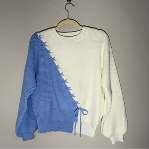 Francesca's Two-Tone Sweater with bow detail